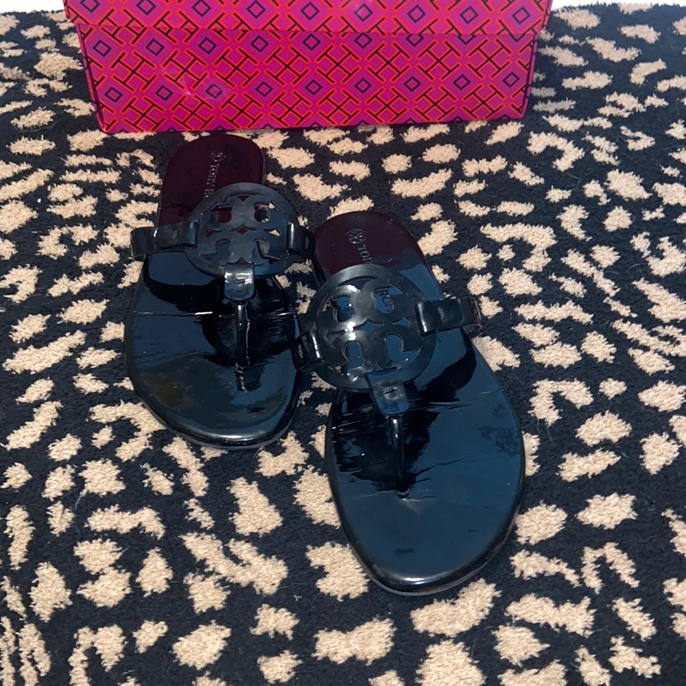 Tory Burch Miller sandals black patent